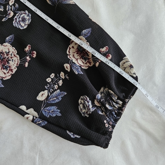 Aqua Curve Dress 2X Floral Smoked Waist LS Midi Ruffle Hem Lined V Neck USA Made - Picture 8 of 16